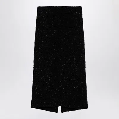 Balenciaga Tweed Midi Skirt In Black