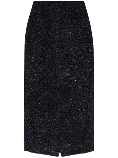Balenciaga Tweed Midi Skirt In Black