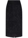Balenciaga Black Tweed Midi Skirt In Blue