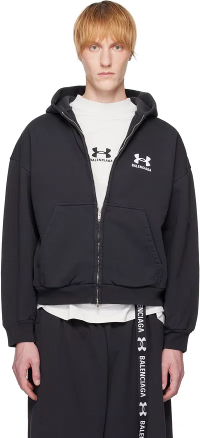 Balenciaga Black Under Armour Edition Zip-up Hoodie In 9034