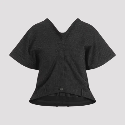 BALENCIAGA BLACK V-NECK TOP