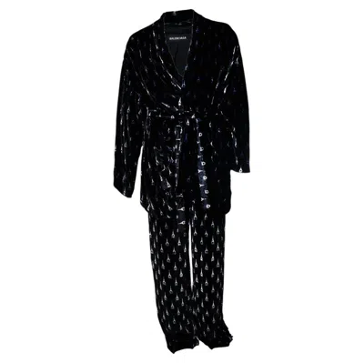 Pre-owned Balenciaga , Black Velour Eiffeltower Pyjama Suit