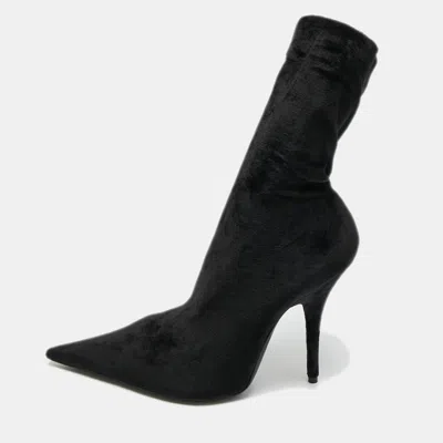 Pre-owned Balenciaga Black Velvet Knife Booties Size 36