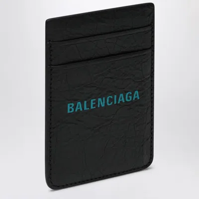 Balenciaga Black Vertical Card Holder With Logo Print