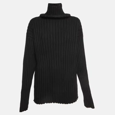 Pre-owned Balenciaga Black Virgin Wool Turtleneck Sweater S