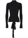 Balenciaga Black Lace-up Fitted Turtleneck Top In Black