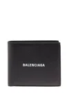 Balenciaga Black Wallet With Contrasting Logo Print In Leather Man In Black