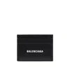 Balenciaga Logo-print Grained Leather Card Holder Accessories In Black