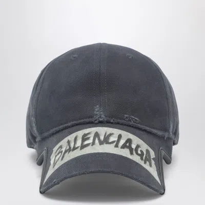 Balenciaga Black Washed-effect Masking Tape Cap Men In Brown