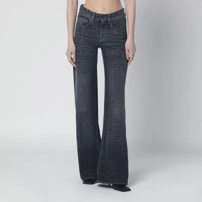 Balenciaga Black Washed Jeans With Jacquard Logos In Blue