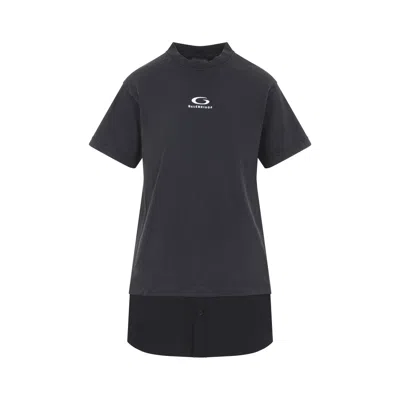 Balenciaga Black Washed Loop Sports Icon Mini Dress