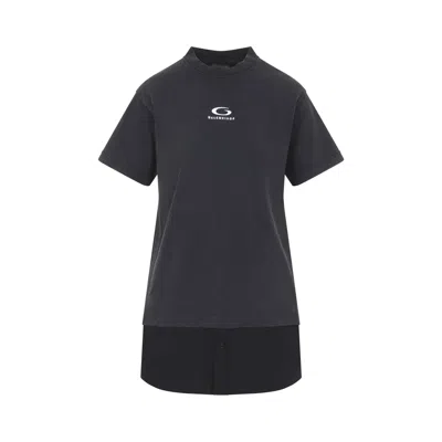 Balenciaga Black Washed Loop Sports Icon Mini Dress