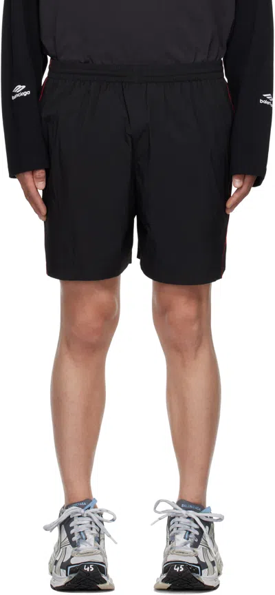 BALENCIAGA BLACK WASHED TRACKSUIT SHORTS