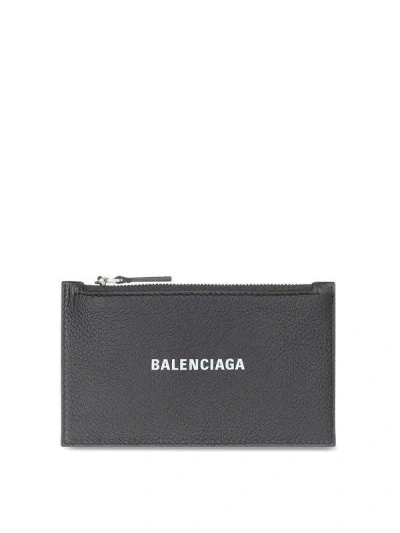 Balenciaga Black White Calf Leather Card Holder