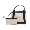 Balenciaga Black Ivory Canvas Leather Tote Bag In Black, White