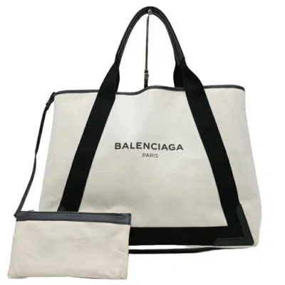 Pre-owned Balenciaga Black White Canvas Tote Bag () In Black, White