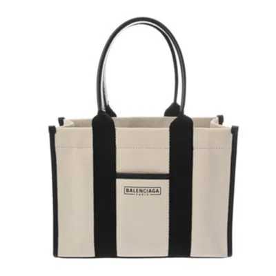 Pre-owned Balenciaga Black White Canvas Tote Bag () In Multi