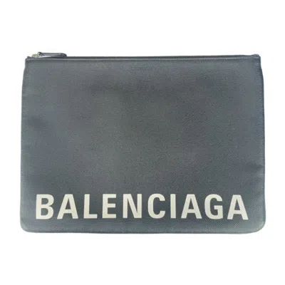 Pre-owned Balenciaga Black White Leather Clutch Bag Pouch ()