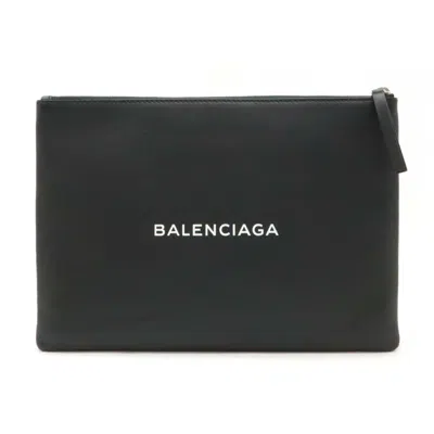 Pre-owned Balenciaga Black White Leather Clutch Bag ()