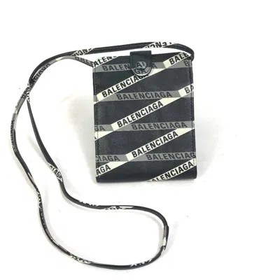 Pre-owned Balenciaga Black White Leather Pochette Pouch Shoulder Bag () In Multi