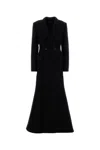 Balenciaga Double-breasted Long Wool Blend Coat With Flared Hem In Black