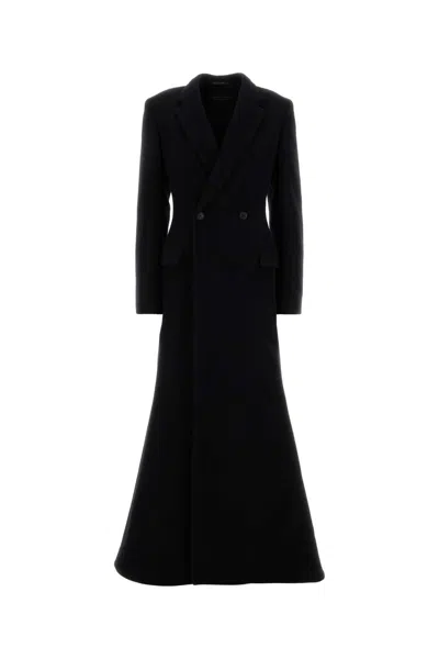 BALENCIAGA BLACK WOOL BLEND COAT