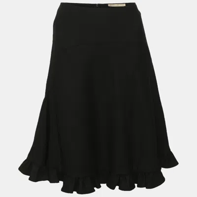 Pre-owned Balenciaga Black Wool Blend Ruffled Mini Skirt M