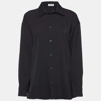 Pre-owned Balenciaga Black Wool Button Front Oversized Shirt Xs