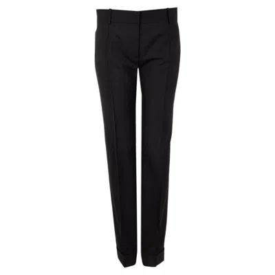Pre-owned Balenciaga Black Wool Classic Cuffed Straight Leg Pants 40 M