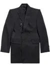Balenciaga Hourglass Virgin Wool Double-breasted Blazer In Black