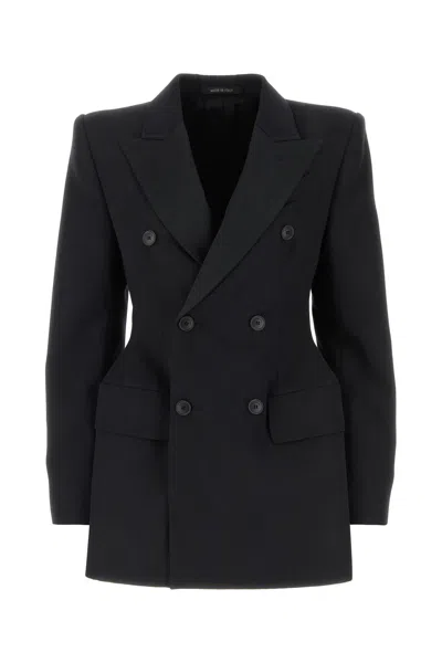 Balenciaga Peak-lapels Double-breasted Blazer In Black