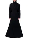 Balenciaga Double-breasted Long Wool Blend Coat With Flared Hem In Black