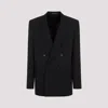 Balenciaga Double-breasted Wool Blazer In Black