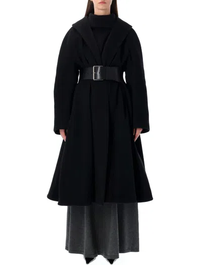 Balenciaga Black Wool Wrap Coat