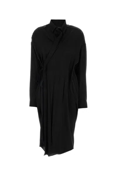 Balenciaga Women Black Wrap Midi Dress