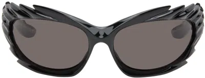 Balenciaga Black Wraparound Sunglasses In Black-black-grey