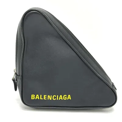 Pre-owned Balenciaga Black Yellow Leather Clutch Bag Pouch () In Multi