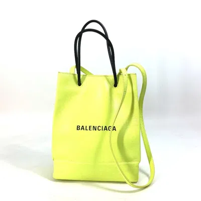 Pre-owned Balenciaga Black Yellow Leather Shoulder Bag Tote Bag () In Multi