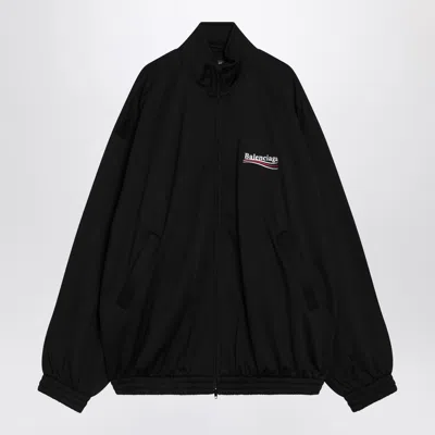 BALENCIAGA BALENCIAGA BLACK ZIP HOODIE POLITICAL CAMPAIGN