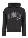 Balenciaga Black Zip-up Hoodie With No Logo Gothic Print In Jersey Woman In Black