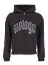 Balenciaga Black Zip-up Hoodie With No Logo Gothic Print In Jersey Woman In Washed Black Grey