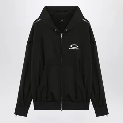 BALENCIAGA BLACK ZIP-UP SWEATSHIRT LOOP SPORTS ICON