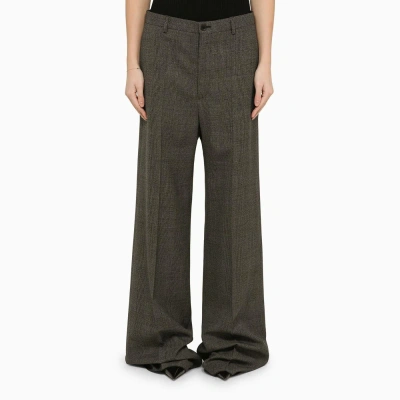 Balenciaga Black\/grey Wool Wide Trousers