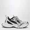 Balenciaga 3xl White Low Top Sneakers With Logo Detail In Tech Fabric Man In Silver