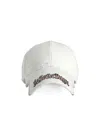 Balenciaga Distressed Logo-embrodiered Baseball Cap In White