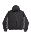Balenciaga Blackletter Script Pulled Zip-up Hoodie Large Fit In Black Faded In Black