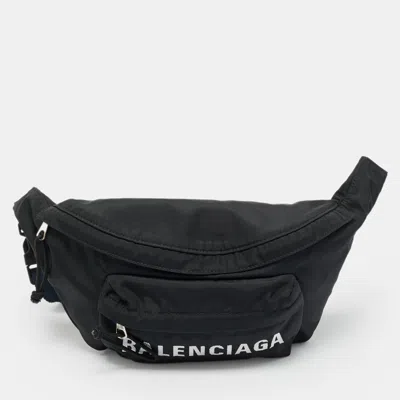 Pre-owned Balenciaga Black/navy Blue Nylon Belt Bag