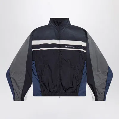 BALENCIAGA BALENCIAGA BLACK/NAVY/GREY 50/50 TECHNICAL FABRIC TRACKSUIT JACKET