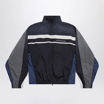 BALENCIAGA BLACK/NAVY/GREY 50/50 TECHNICAL FABRIC TRACKSUIT JACKET