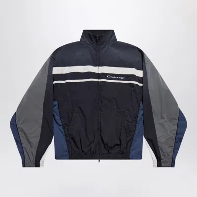 BALENCIAGA BALENCIAGA BLACK/NAVY/GREY 50/50 TECHNICAL FABRIC TRACKSUIT JACKET